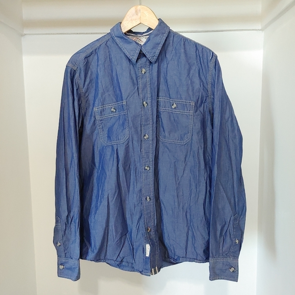 Weatherproof Vintage | Denim color long sleeve button up dress shirt
